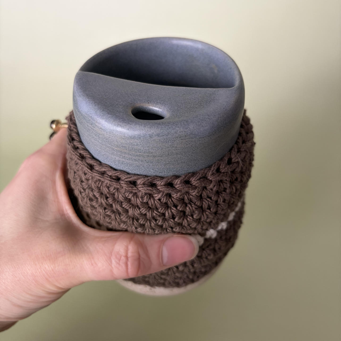 Cup Sleeve in Chocolate Stripe