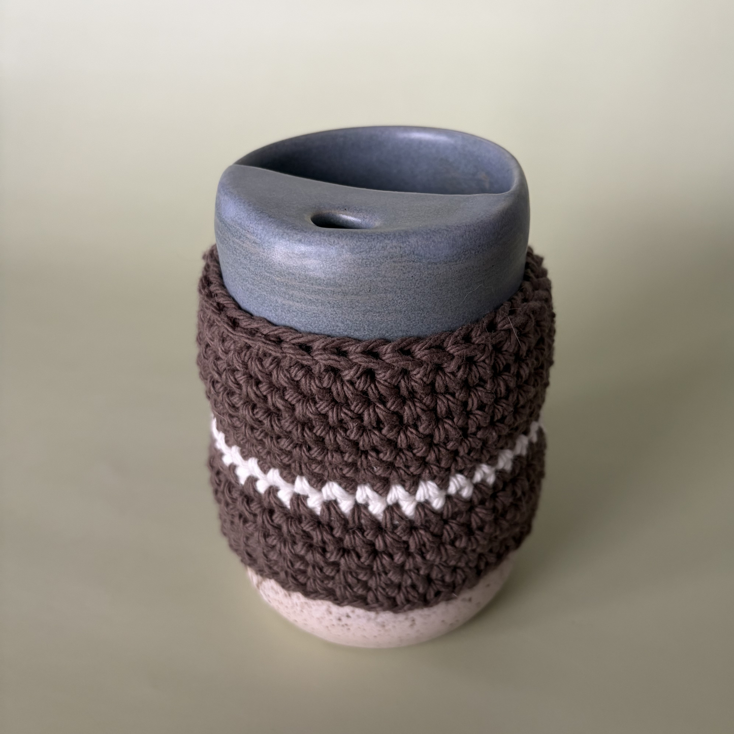 Cup Sleeve in Chocolate Stripe