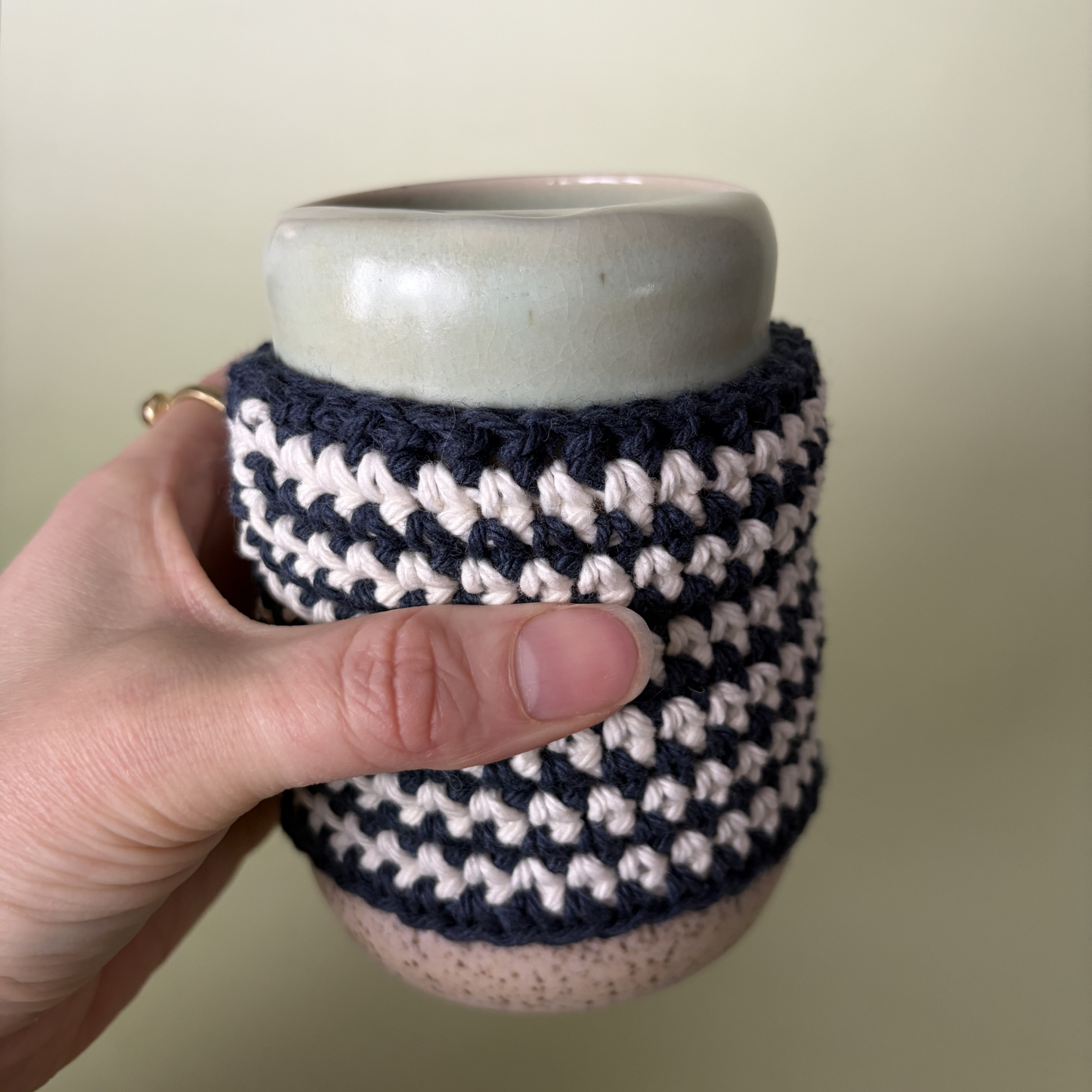 Cup Sleeve in Navy Stripe